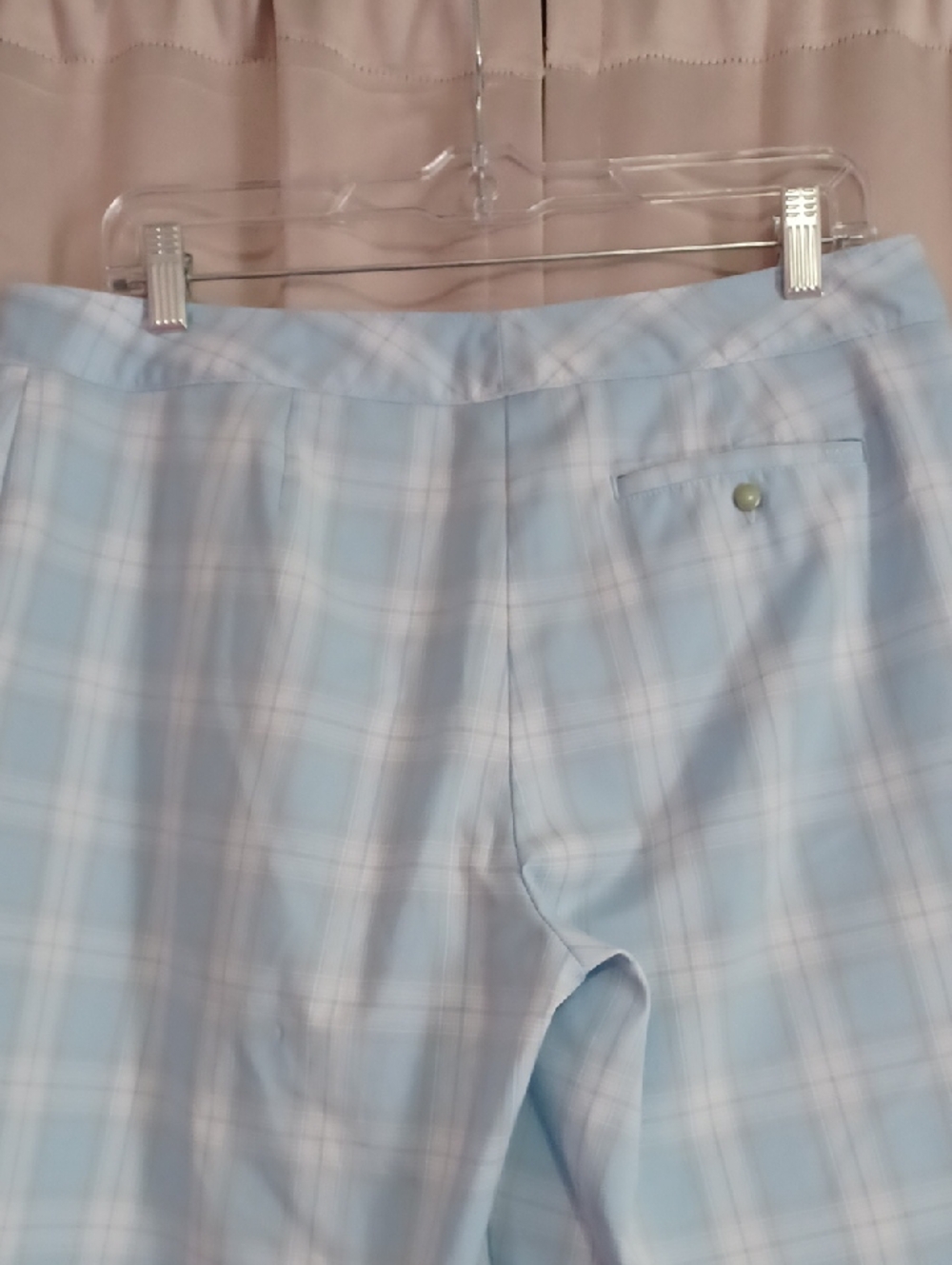 Izod Cool FX Blue White Plaid Golf Bermuda Shorts High Rise Pockets Lightweight - Picture 10 of 14